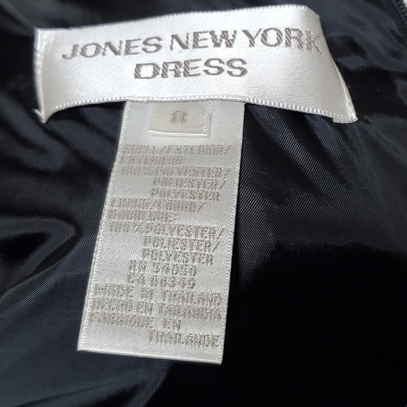 VINTAGE 90s Jones New York Black Crepe Split Button Hem Short Sleeve Maxi Dress - Picture 13 of 13